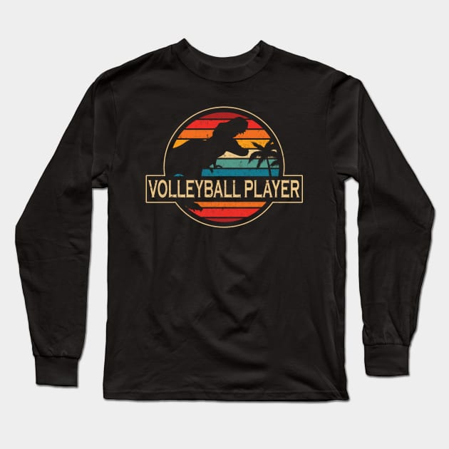 Volleyball Player Dinosaur Long Sleeve T-Shirt by SusanFields